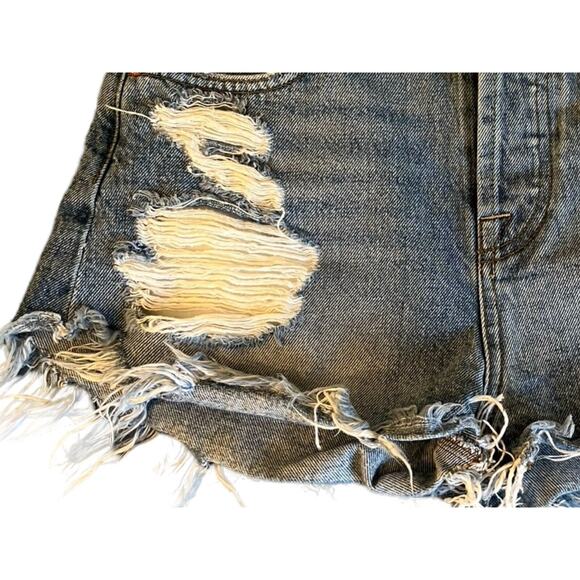 7 For All Mankind Denim Shorts Womens Size 25 Distressed Button Fly Short Shorts - Picture 4 of 10